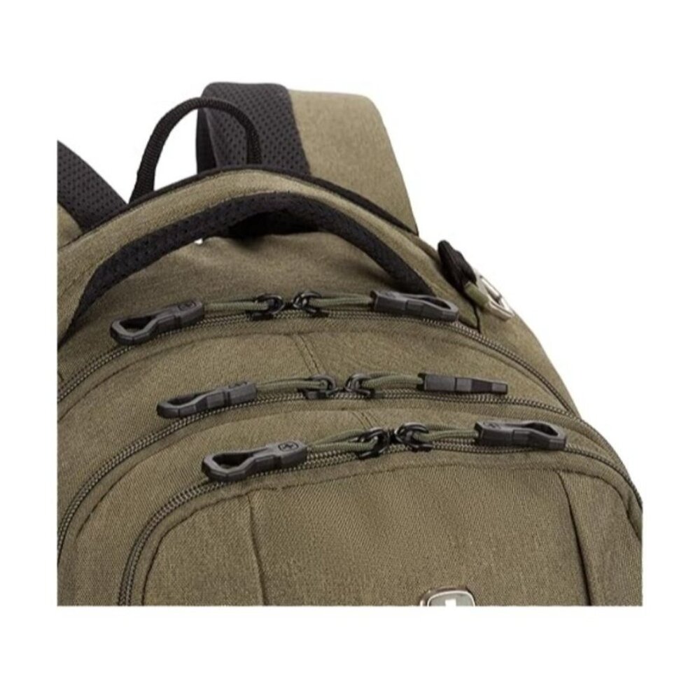 SwissGear Cecil 18" Olive Laptop Backpack With Padded Laptop Sleeve & Organizer - Picture 7 of 8